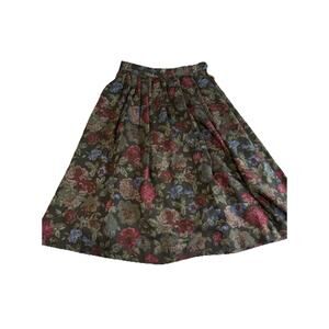 Geiger Collection Skirt Womens 42 Tapestry Jacquard Pleated Multicolor Flower